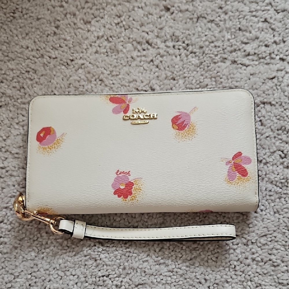 Coach White and Pink Floral Clutch